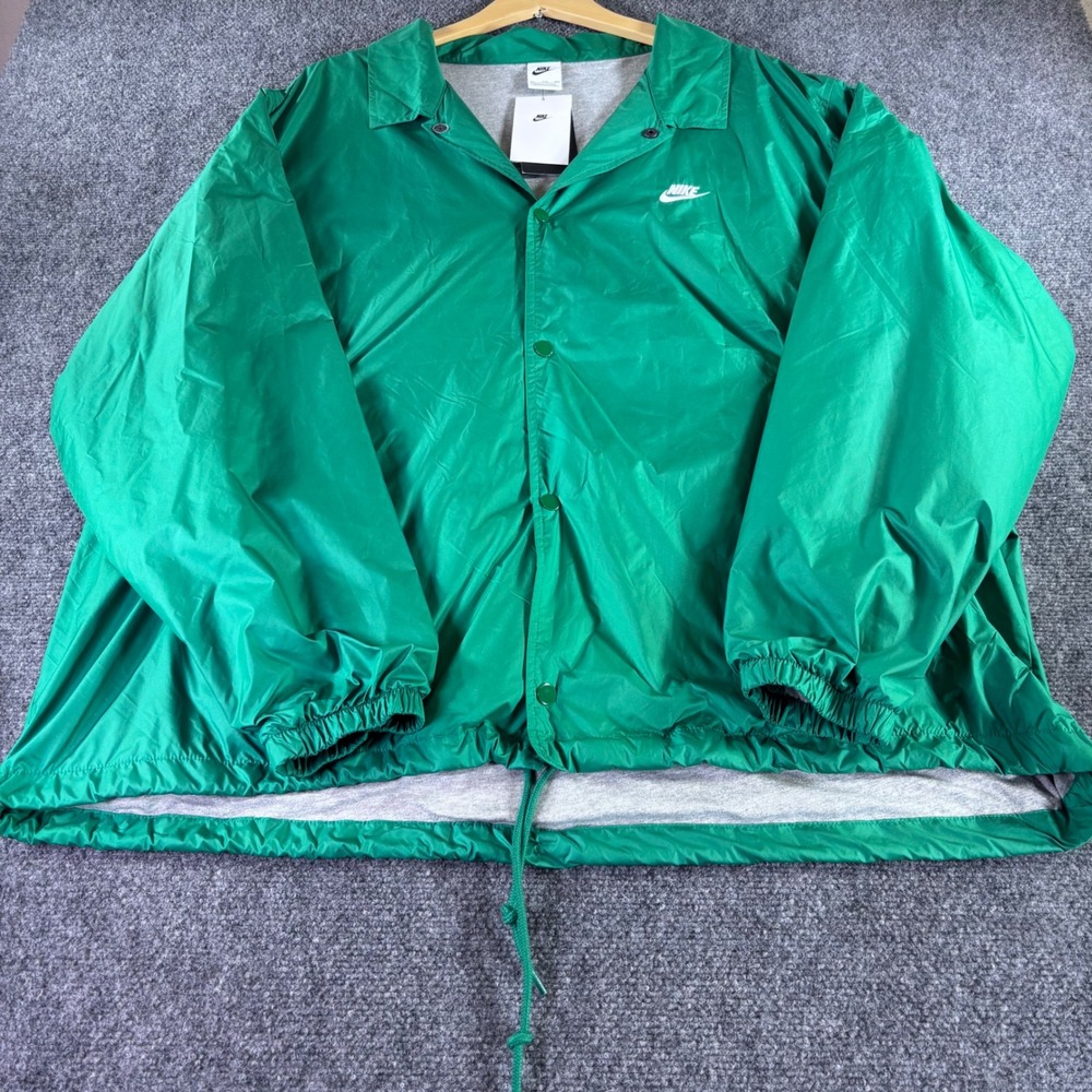 Nike Coaches Jacket Mens XXL Green Loose Fit Snap Front FN3316-365 NWT New